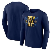 Men's Navy Milwaukee Brewers Brew Can Do It Long Sleeve T-Shirt