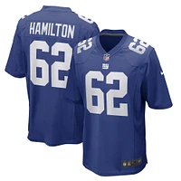 Men's Nike Devery Hamilton Royal New York Giants Game Player Jersey