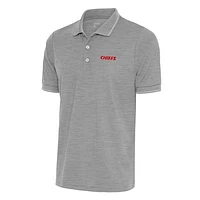 Men's Antigua Heather Gray Kansas City Chiefs Team Logo Throwback Affluent Polo