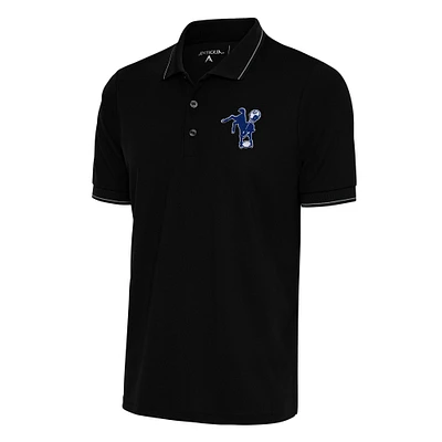 Men's Antigua Black Indianapolis Colts Team Logo Throwback Affluent Polo