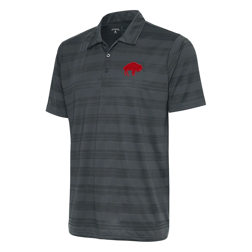 Men's Antigua Charcoal Buffalo Bills Team Logo Throwback Compass Polo