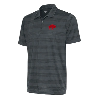 Men's Antigua Charcoal Buffalo Bills Team Logo Throwback Compass Polo