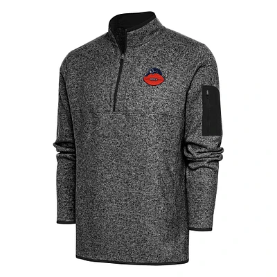 Men's Antigua Heather Chicago Bears Throwback Fortune Quarter-Zip Pullover Jacket