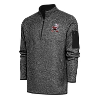 Men's Antigua Heather Cleveland Browns Throwback Fortune Quarter-Zip Pullover Jacket
