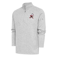 Men's Antigua Heather Cleveland Browns Throwback Fortune Quarter-Zip Pullover Jacket