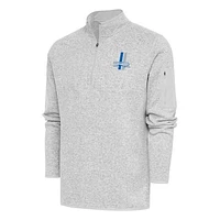 Men's Antigua Heather Detroit Lions Throwback Fortune Quarter-Zip Pullover Jacket