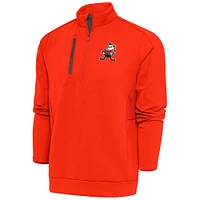Men's Antigua Cleveland Browns Team Logo Throwback Generation Quarter-Zip Pullover Top