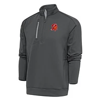 Men's Antigua Charcoal Tampa Bay Buccaneers Team Logo Throwback Generation Quarter-Zip Pullover Top