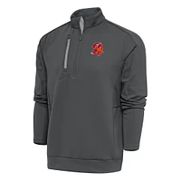 Men's Antigua Charcoal Tampa Bay Buccaneers Team Logo Throwback Generation Quarter-Zip Pullover Top