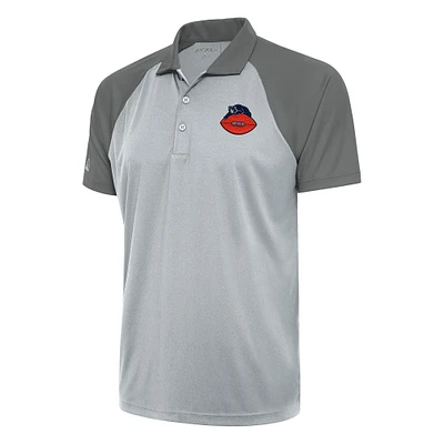 Men's Antigua Silver/Steel Chicago Bears Team Logo Throwback Nova Polo