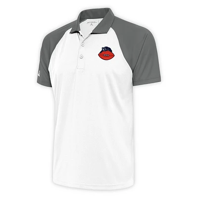 Men's Antigua White/Steel Chicago Bears Team Logo Throwback Nova Polo