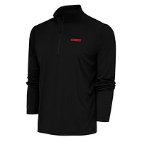 Men's Antigua Black Kansas City Chiefs Team Logo Throwback Tribute Quarter-Zip Pullover Top