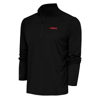 Men's Antigua Black Kansas City Chiefs Team Logo Throwback Tribute Quarter-Zip Pullover Top