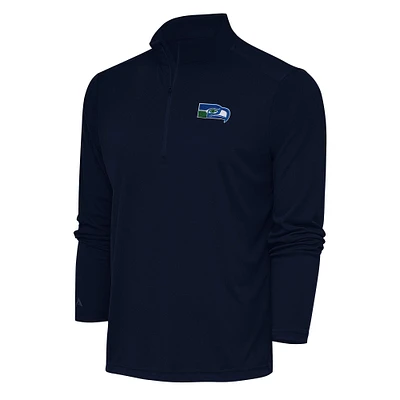 Men's Antigua Navy Seattle Seahawks Team Logo Throwback Tribute Quarter-Zip Pullover Top