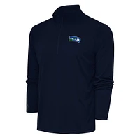 Men's Antigua Navy Seattle Seahawks Team Logo Throwback Tribute Quarter-Zip Pullover Top