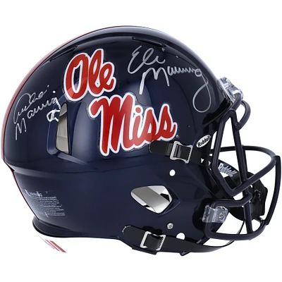 Archie Manning & Eli Manning Ole Miss Rebels Multi-Signed Riddell Navy Authentic Helmet