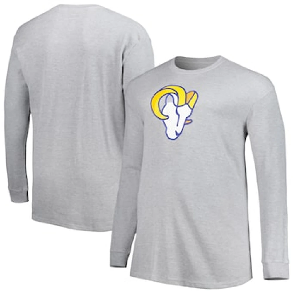 Men's Heather Gray Los Angeles Rams Big & Tall Waffle-Knit Thermal Long Sleeve T-Shirt