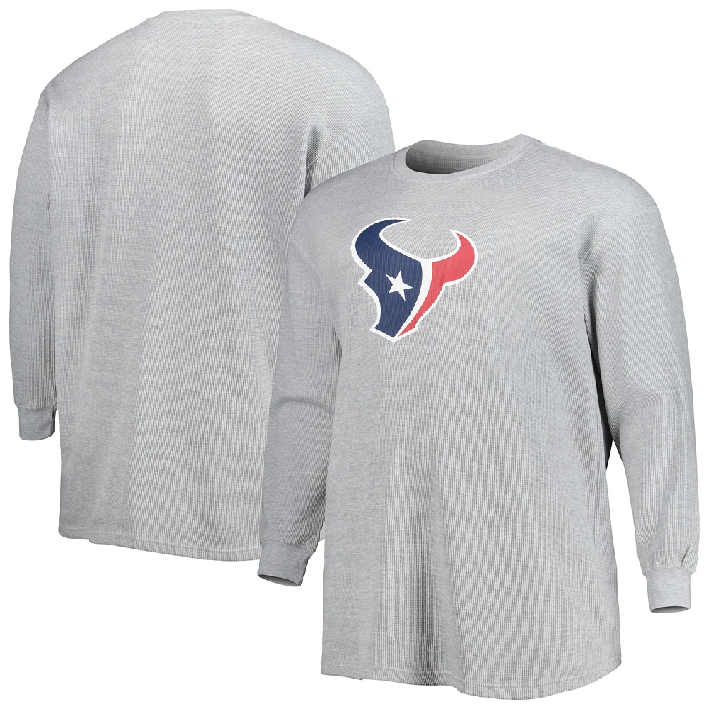 Men's Heather Gray Houston Texans Big & Tall Waffle-Knit Thermal Long Sleeve T-Shirt