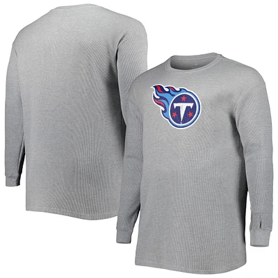 Men's Heather Gray Tennessee Titans Big & Tall Waffle-Knit Thermal Long Sleeve T-Shirt