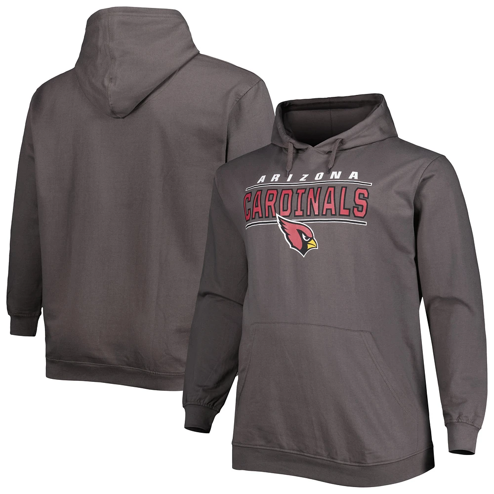 Men's Charcoal Arizona Cardinals Big & Tall Logo Pullover Hoodie