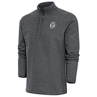 Men's Antigua Heather Charcoal Atlanta United FC Brushed Metallic Logo Course Quarter-Zip Pullover Top