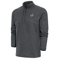 Men's Antigua Heather Charcoal Atlanta United FC Brushed Metallic Logo Course Quarter-Zip Pullover Top
