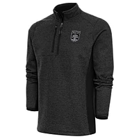 Men's Antigua Heather Black Austin FC Brushed Metallic Logo Course Quarter-Zip Pullover Top
