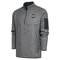 Men's Antigua Heather Charcoal LAFC Brushed Metallic Logo Big & Tall Fortune Quarter-Zip Pullover Jacket