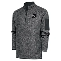 Men's Antigua Heather Charcoal LAFC Brushed Metallic Logo Big & Tall Fortune Quarter-Zip Pullover Jacket