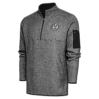Men's Antigua Heather Black Atlanta United FC Brushed Metallic Logo Fortune Quarter-Zip Pullover Jacket