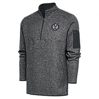 Men's Antigua Heather Charcoal Atlanta United FC Brushed Metallic Logo Fortune Quarter-Zip Pullover Jacket