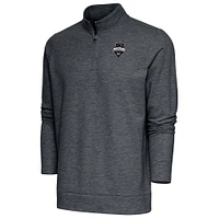 Men's Antigua Heather Charcoal Seattle Sounders FC Brushed Metallic Logo Gambit Quarter-Zip Pullover Top