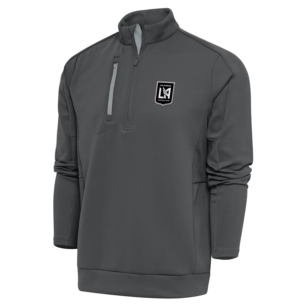 Men's Antigua LAFC Brushed Metallic Logo Generation Quarter-Zip Pullover Top
