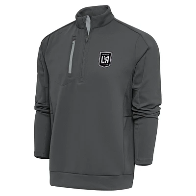 Men's Antigua LAFC Brushed Metallic Logo Generation Quarter-Zip Pullover Top
