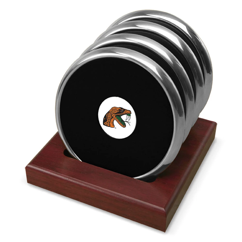 Silver Florida A&M Rattlers Team Logo 4-Piece Coaster Set
