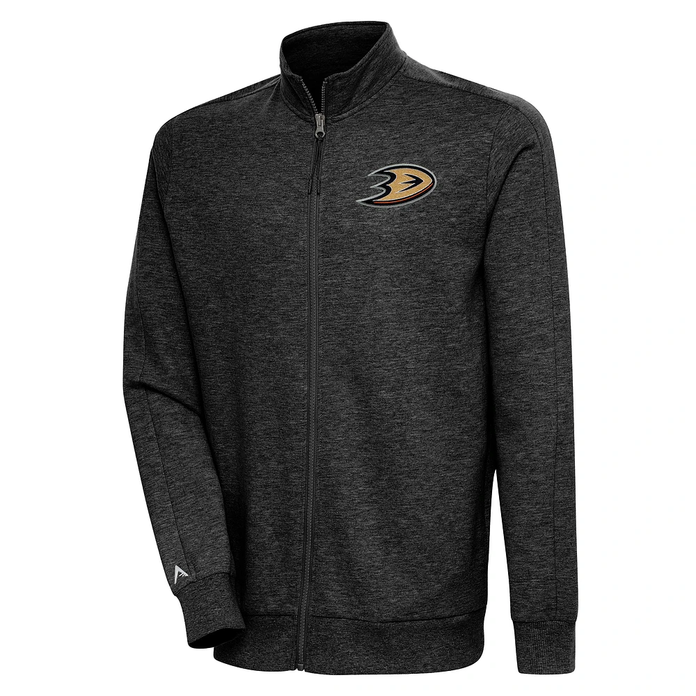 Men's Antigua Heather Black Anaheim Ducks Action Full-Zip Jacket