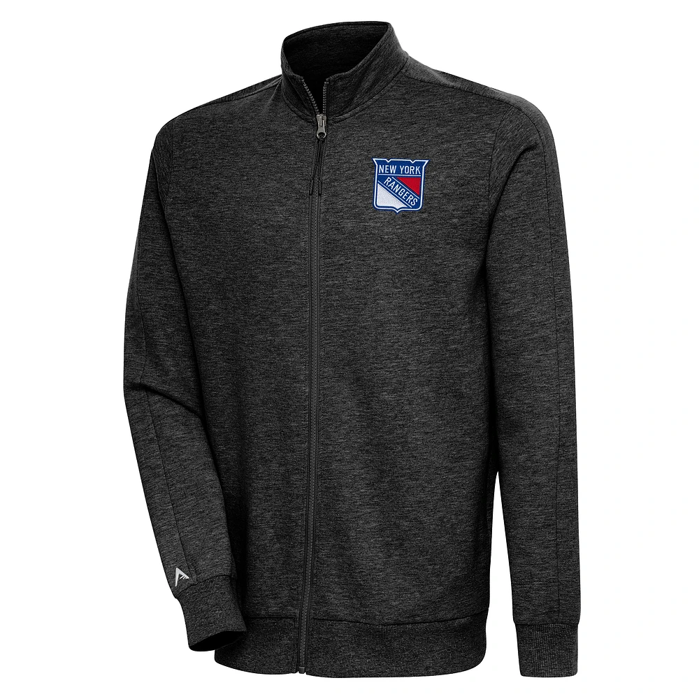 Men's Antigua Heather New York Rangers Action Full-Zip Jacket