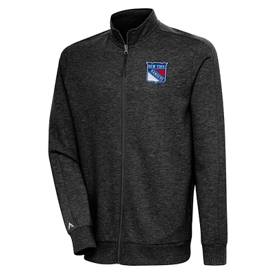 Men's Antigua Heather New York Rangers Action Full-Zip Jacket