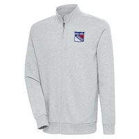Men's Antigua Heather New York Rangers Action Full-Zip Jacket
