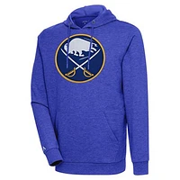 Men's Antigua Heather Royal Buffalo Sabres Logo Action Chenille Pullover Hoodie