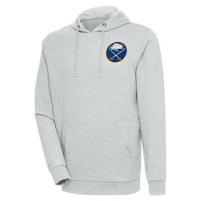 Men's Antigua Heather Gray Buffalo Sabres Action Chenille Pullover Hoodie