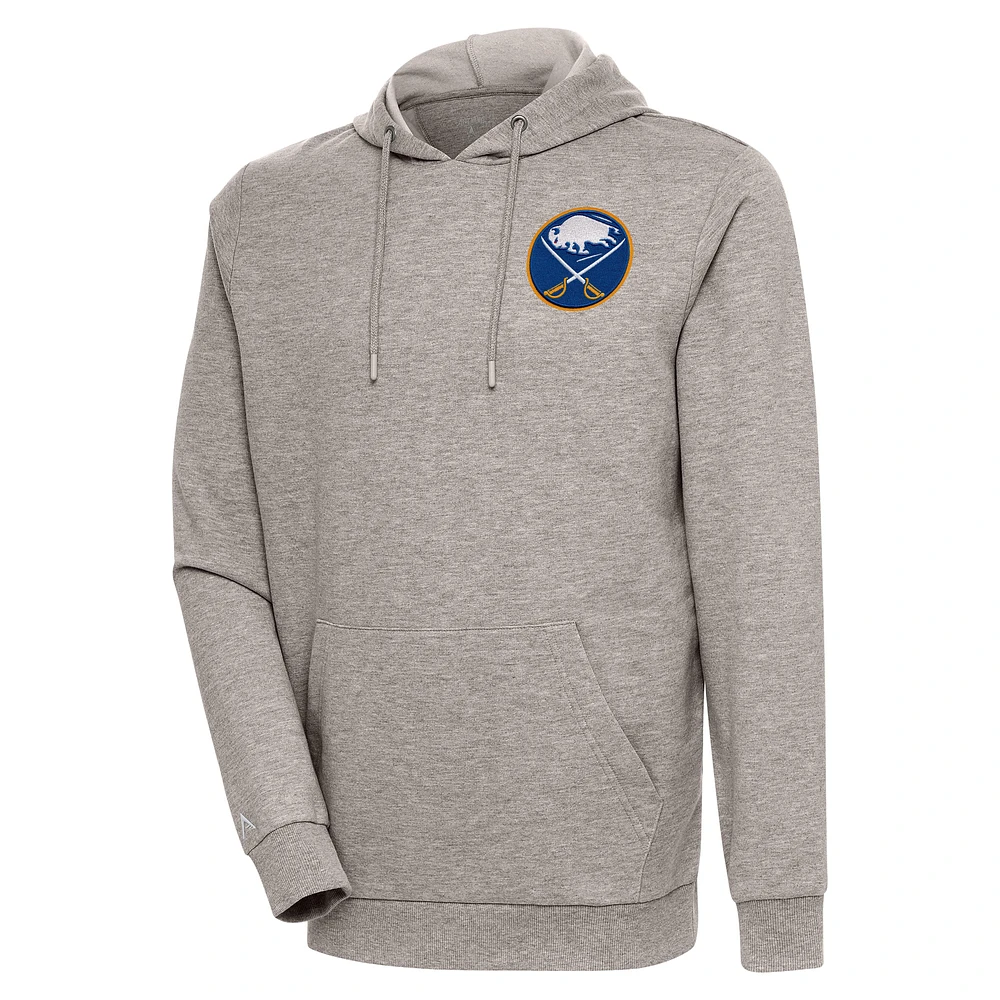 Men's Antigua Oatmeal Buffalo Sabres Action Chenille Pullover Hoodie