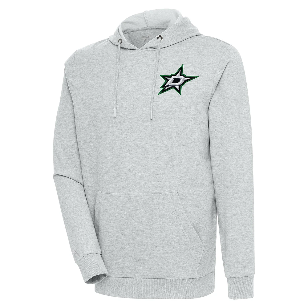 Men's Antigua Heather Gray Dallas Stars Action Chenille Pullover Hoodie