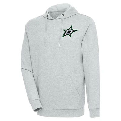 Men's Antigua Heather Gray Dallas Stars Action Chenille Pullover Hoodie