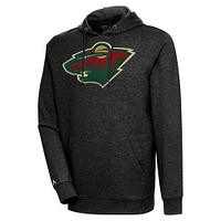 Men's Antigua Heather Minnesota Wild Logo Action Chenille Pullover Hoodie