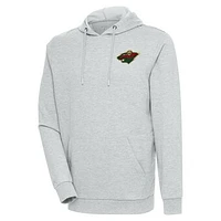 Men's Antigua Heather Gray Minnesota Wild Action Chenille Pullover Hoodie