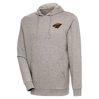 Men's Antigua Oatmeal Minnesota Wild Action Chenille Pullover Hoodie