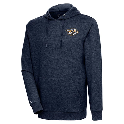 Men's Antigua Heather Navy Nashville Predators Action Chenille Pullover Hoodie