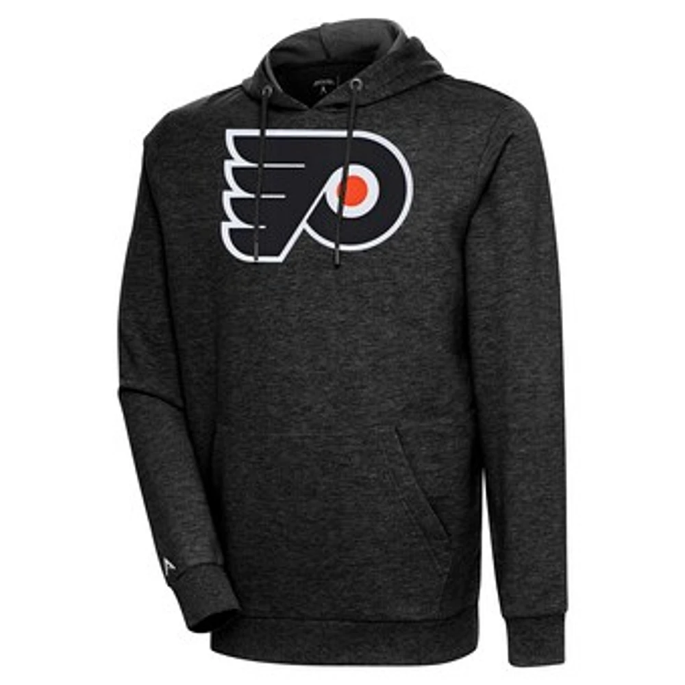 Men's Antigua Heather Philadelphia Flyers Logo Action Chenille Pullover Hoodie