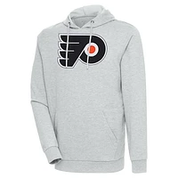 Men's Antigua Heather Gray Philadelphia Flyers Logo Action Chenille Pullover Hoodie